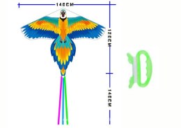Duży Latawiec Ptak Długi Ogon Wstążki Kolorowy Papuga 250cm x 140cm