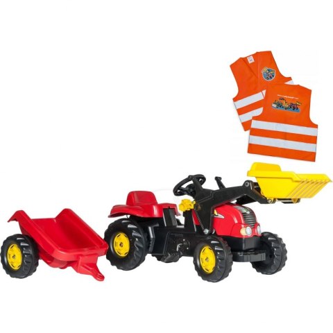 Traktor na Pedały z Łyżką i Przyczepą - ROLLY TOYS rollyKid 2-5 Lat + Kamizelka Odblaskowa dla Dzieci Gratis