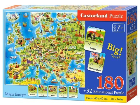 Castorland Puzzle Mapa Europy 180 ele Quiz CA0036