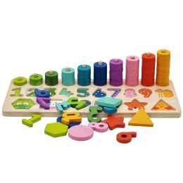 TOOKY TOY Układanka Nauka Liczenia Kształtów Kolorów Montessori 71 el.