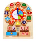 Drewniana plansza edukacyjna Zegar dla dzieci 12m+ Nauka czytania czasu i pogody