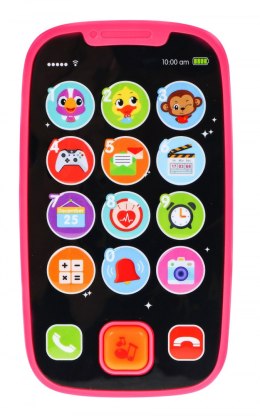 Interaktywny smartfon dla dzieci 12m+ różowy Dźwięki Światła 15 przycisków