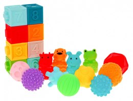 Mega zestaw 20 piłek klocków zwierzątek dla dzieci 6m+ Zabawka sensoryczna Rehabilitacja dłoni