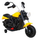 Motor Chopper V-Max na akumulator dla dzieci Żółty + Melodie Klakson + Światło + Kółka pomocnicze