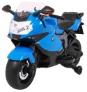 Motor na akumulator BMW K1300S dla dzieci Niebieski + Kółka pomocnicze + Dźwięki Światła + Wolny Start