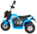 Motorek MiniBike na akumulator dla dzieci Niebieski + Dźwięki + Światła LED + Ekoskóra