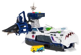 Interaktywna łódź policyjna dla dzieci 3+ Akcesoria rekin auto helikopter