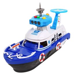 Interaktywne Policyjna łódź 2w1 dla dzieci 3+ Schowek na resoraki + 3 pojazdy + Światła Dźwięki