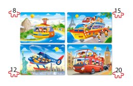 Puzzle 4w1 8,12,15,20-elementów Travel the World