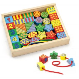 Drewniane Klocki Edukacyjne do nawlekania Nawlekanka dla dzieci Viga Toys