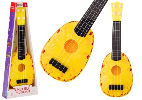 Ukulele Dla Dzieci Mini Gitara 4 Struny Motyw Ananasa Gitarka Żółta