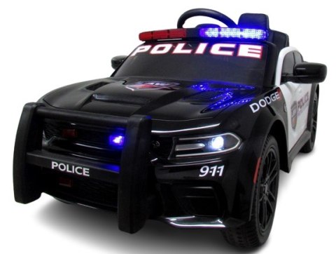 DODGE POLICE SRT CZARNY Auto na akumulator EVA Skóra pilot