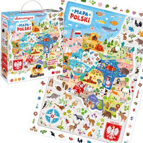 CzuCzu Obserwacyjne puzzle Mapa Polski 100 elementów 5+ plakat ZA5561