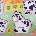 WOOPIE GREEN Drewniane Puzzle Montessori Farma z Pinezkami Do Dopasowania
