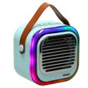 Zestaw do karaoke głośnik Bluetooth 2 mikrofony USB LED 10W niebieski