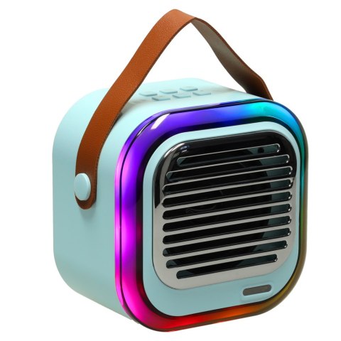 Zestaw do karaoke głośnik Bluetooth 2 mikrofony USB LED 10W niebieski