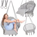 Huśtawka ogrodowa LUARO bocianie gniazdo z poduszką XXL szare 80cm 150kg