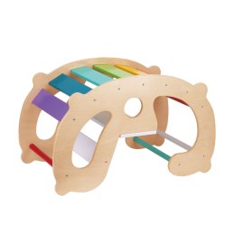 WOOPIE GREEN Drewniany Tęczowy Bujak i Mostek 2w1 Montessori FSC