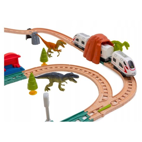 Kolejka Elektryczna Interaktywna Pociąg Wagony Tunel Wulkan Dinozaury 95 cm