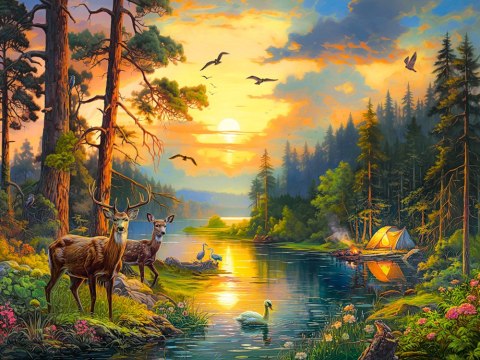 Puzzle 3000 elementów Sunset over Forest River