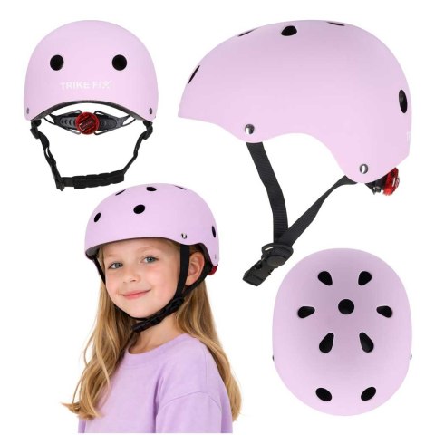 Kask rowerowy dla dziecka Trike Fix dziecięcy regulowany LED M 55-58cm fioletowy