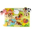 TOOKY TOY Drewniane Puzzle Montessori Zwierzątka Farma Dopasuj Kształty