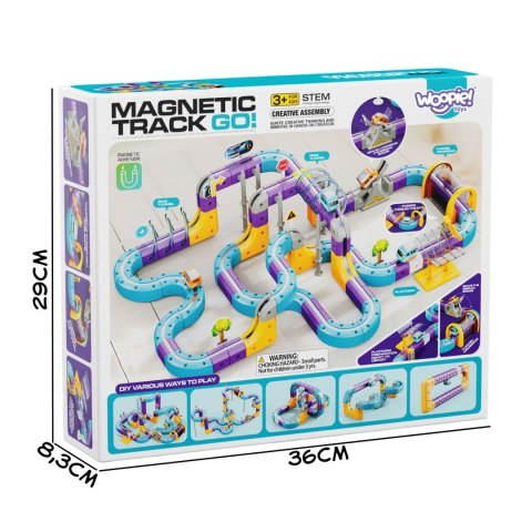 WOOPIE Zestaw Konstrukcyjny Magnetyczny Tor Kolejowy z Efektem Przyciągania 126 el.
