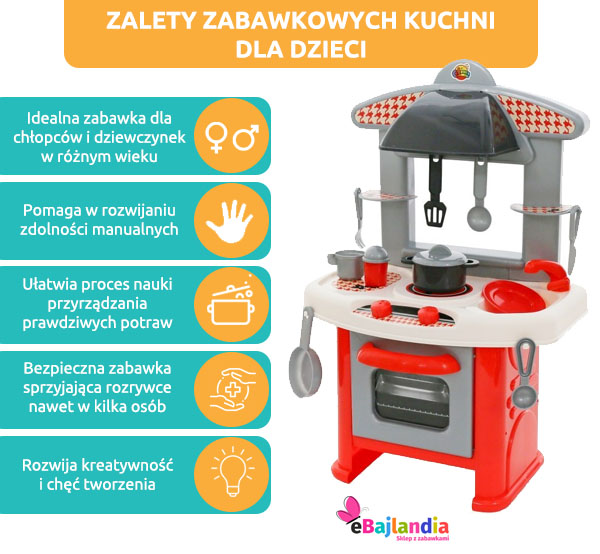 zalety zabawkowych kuchni dla dzieci - infografika